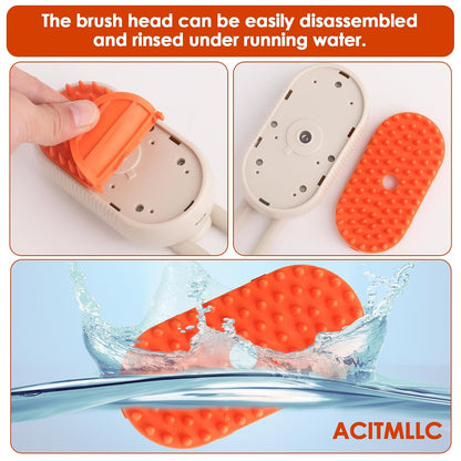 Cat Steam Brush for Shedding & Deshedding - 4-In-1 USB Rechargeable Pet Hair Removal Comb with Water Tank, for Indoor Long/Short Haired Cats & Dogs, Grooming Massage & Cleaning (Khaki)