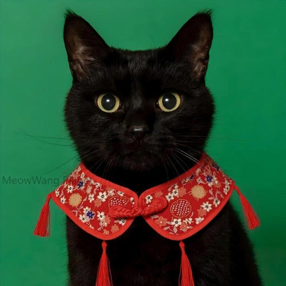 Festive Cat & Small Dog Bandana Bib – Drool-Proof & Stylish Neck Accessory | Medium Size Unisex Pet Scarf for Holidays, Walks & Everyday Outfits – Red