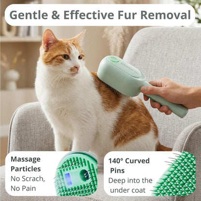 Cat Steam Brush - Cat Hair Brush for Shedding - Deshedding Brushes for Dogs - Cat and Dog Grooming Supplies - Slicker Brush for Dogs Short Hair - Cats Deshedding Comb SELFCLEANING, 4 in 1, SOFT STEAM