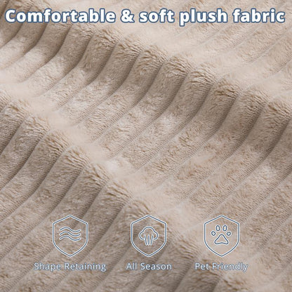 LIKIMIO Pet Couch Bed 24 & 30 Inch - Corduroy Fluffy Sofa for Cats & Small/Medium Dogs, Removable Washable Cover, Supportive Indoor Pet Furniture