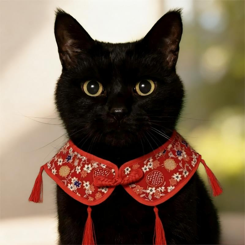 Festive Cat & Small Dog Bandana Bib – Drool-Proof & Stylish Neck Accessory | Medium Size Unisex Pet Scarf for Holidays, Walks & Everyday Outfits – Red