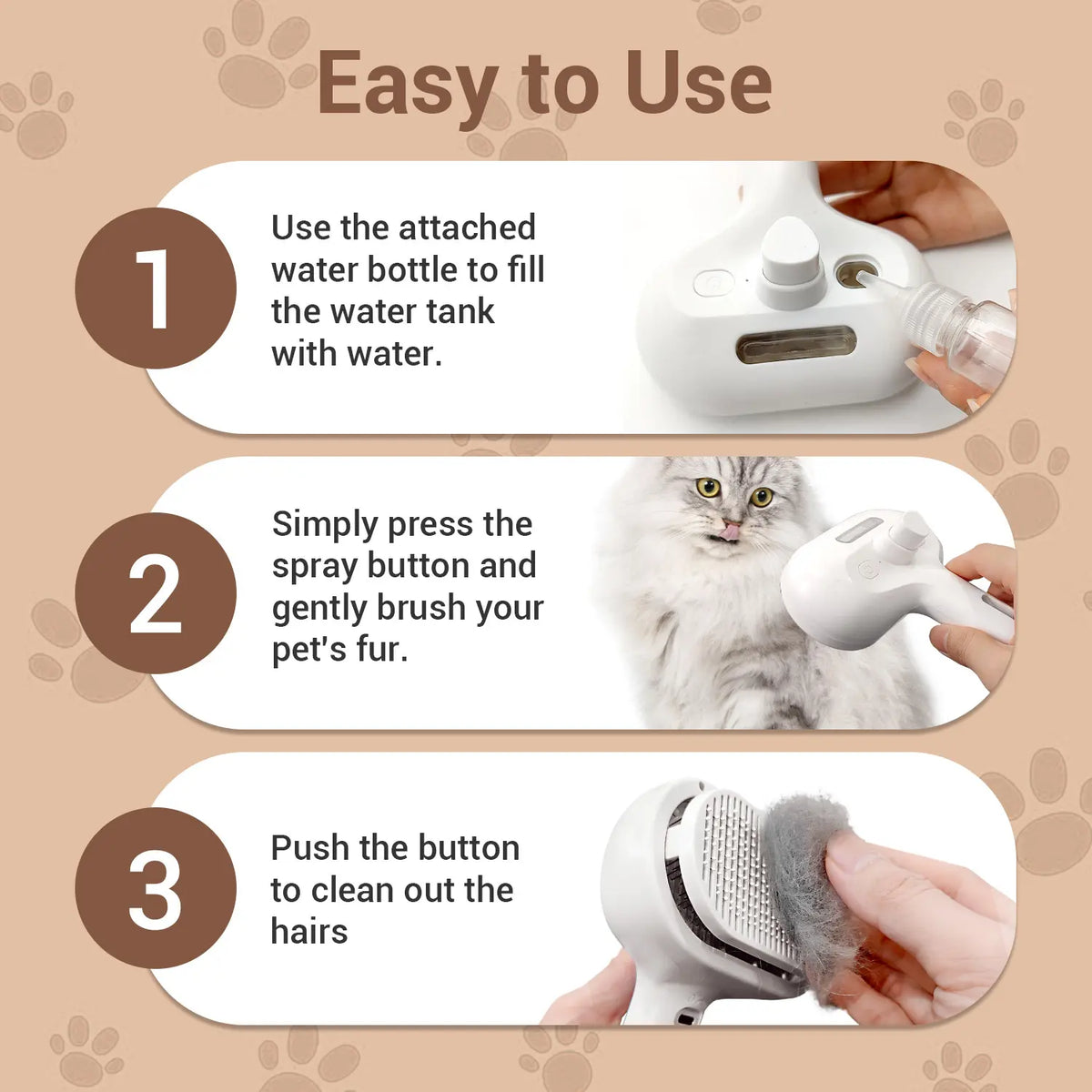 3-In-1 Pet Grooming Brush – Easy Dematting & Deshedding Tool for Dogs & Cats