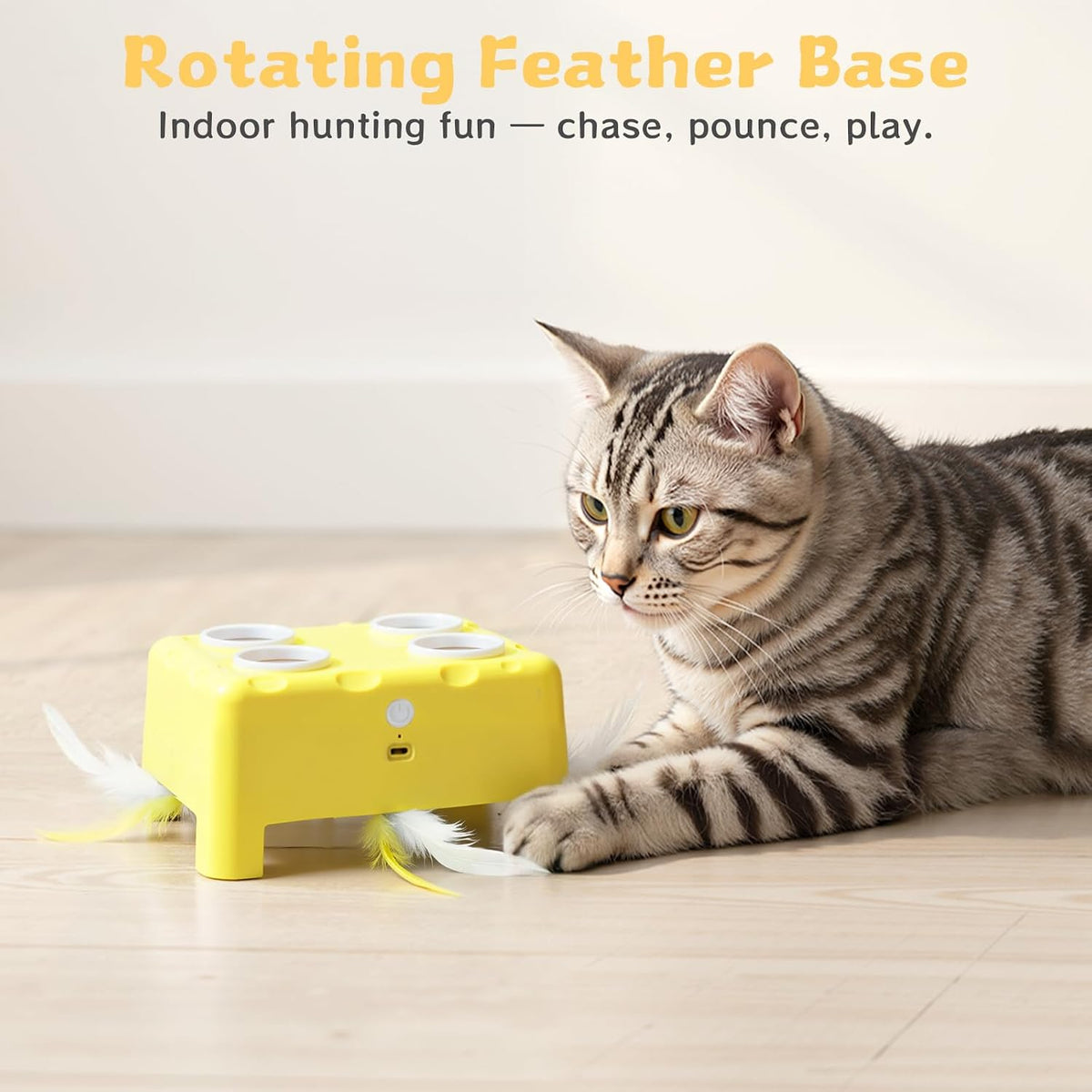 Interactive Cat Feather Toy Cheese Box 3In1 Whack a Mole