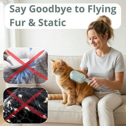 Cat Steam Brush - Cat Hair Brush for Shedding - Deshedding Brushes for Dogs - Cat and Dog Grooming Supplies - Slicker Brush for Dogs Short Hair - Cats Deshedding Comb SELFCLEANING, 4 in 1, SOFT STEAM