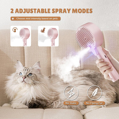 Cat Steam Brush for Indoor Cats, Spray Cat Deshedding Brush for Grooming