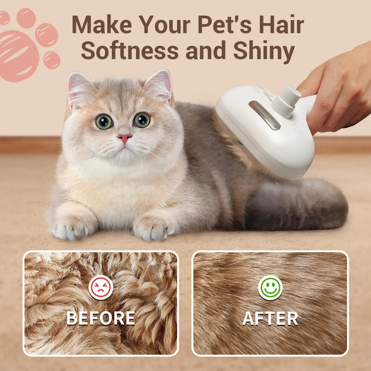 3-In-1 Pet Grooming Brush – Easy Dematting & Deshedding Tool for Dogs & Cats