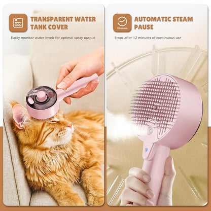 Cat Steam Brush for Indoor Cats, Spray Cat Deshedding Brush for Grooming
