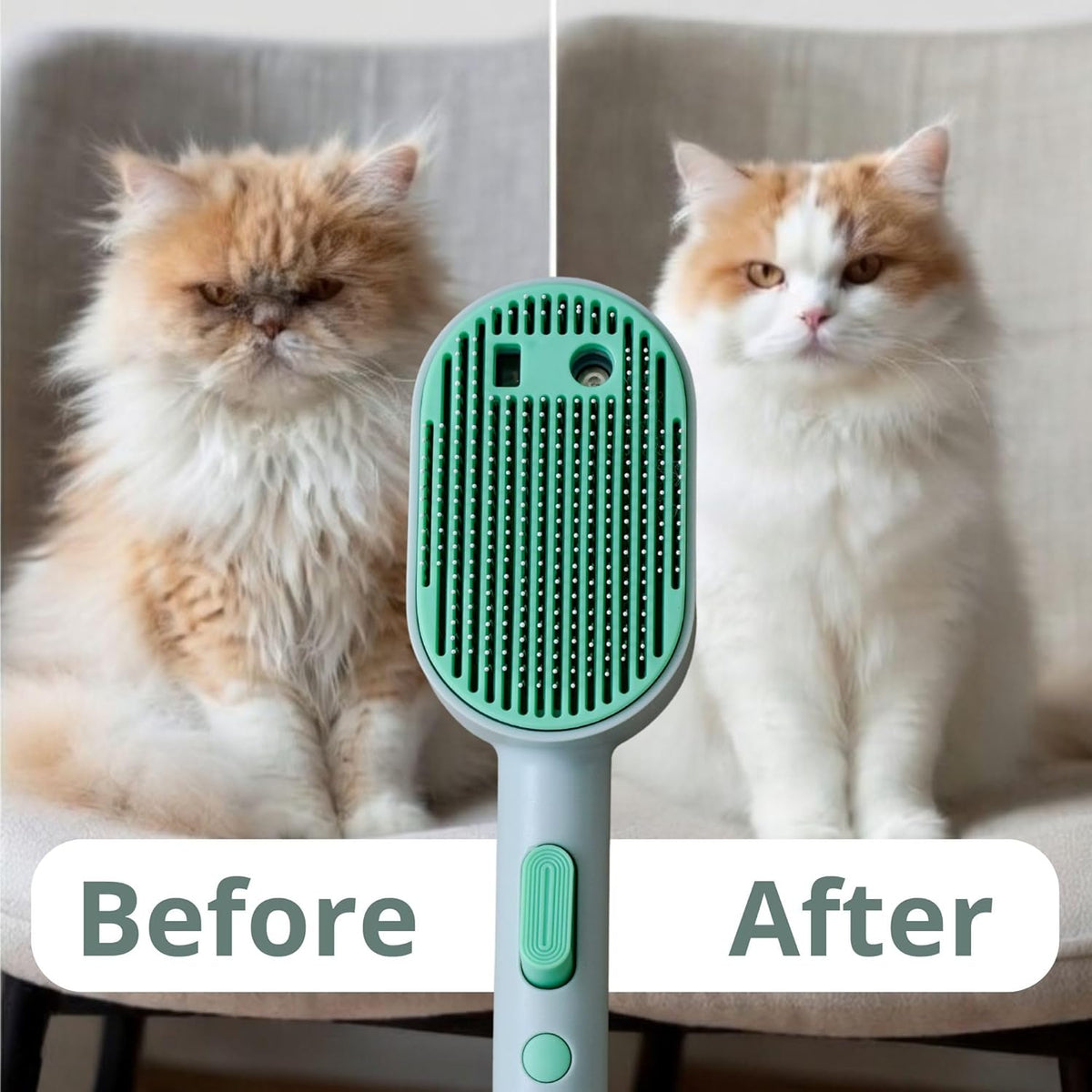 Cat Steam Brush - Cat Hair Brush for Shedding - Deshedding Brushes for Dogs - Cat and Dog Grooming Supplies - Slicker Brush for Dogs Short Hair - Cats Deshedding Comb SELFCLEANING, 4 in 1, SOFT STEAM