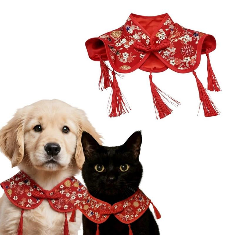 Festive Cat & Small Dog Bandana Bib – Drool-Proof & Stylish Neck Accessory | Medium Size Unisex Pet Scarf for Holidays, Walks & Everyday Outfits – Red