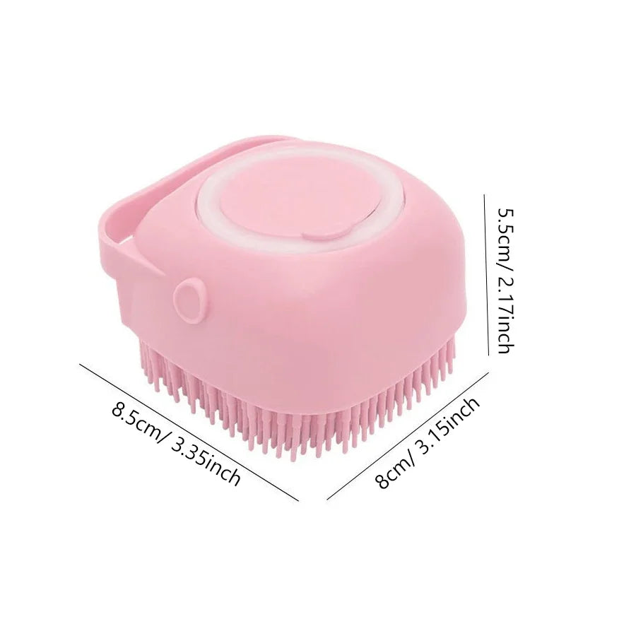 Silicone Pet Bath Brush for Dogs & Cats, 2-In-1 Grooming Massager and Shampoo Applicator for Washing, Deshedding, and Cleaning