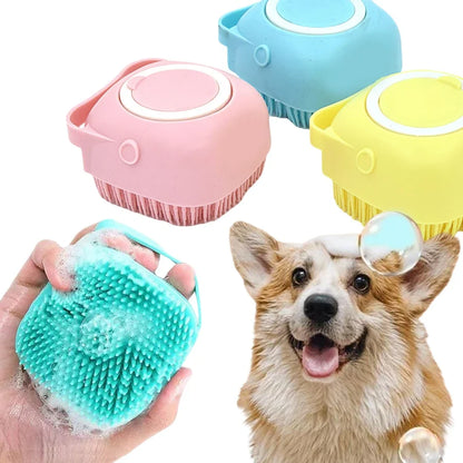Silicone Pet Bath Brush for Dogs & Cats, 2-In-1 Grooming Massager and Shampoo Applicator for Washing, Deshedding, and Cleaning