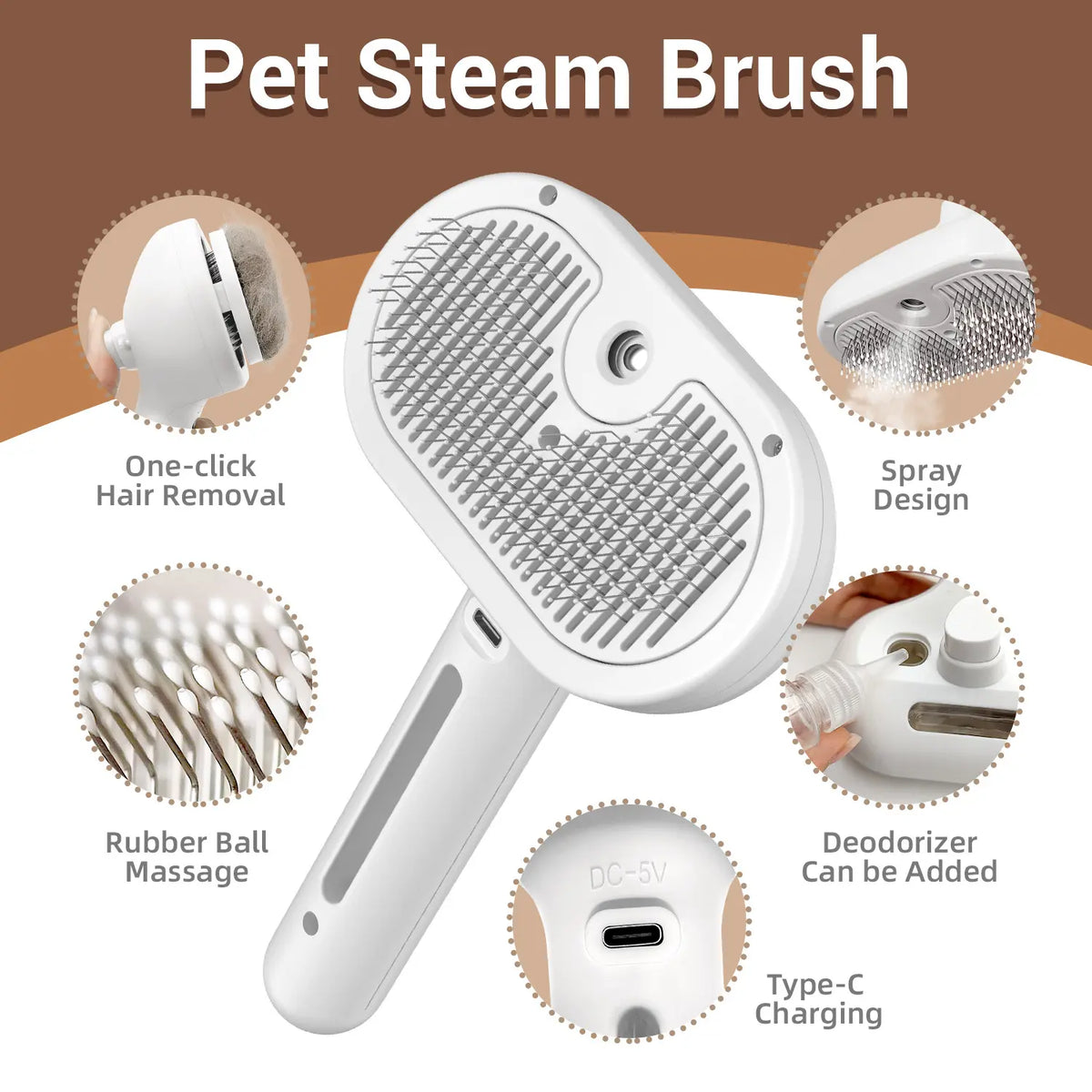 3-In-1 Pet Grooming Brush – Easy Dematting & Deshedding Tool for Dogs & Cats