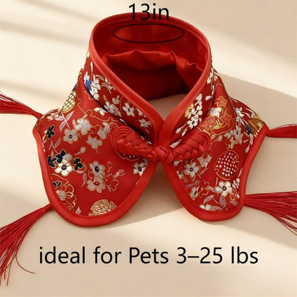 Festive Cat & Small Dog Bandana Bib – Drool-Proof & Stylish Neck Accessory | Medium Size Unisex Pet Scarf for Holidays, Walks & Everyday Outfits – Red