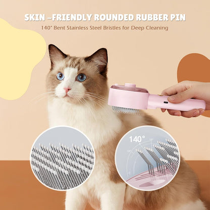 Cat Steam Brush for Indoor Cats, Spray Cat Deshedding Brush for Grooming